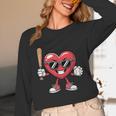 Valentines Day Heart Playing Baseball Boys Men Kids Girls Unisex Long Sleeve T-Shirt