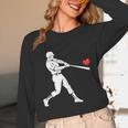 Valentines US Baseball Player Silhouette Heart Unisex Long Sleeve T-Shirt