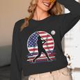 Women's Batter Patriotic American Flag Baseball Silks Unisex Long Sleeve T-Shirt Women's Batter Patriotic American Flag Baseball Silks Unisex Long Sleeve T-Shirt