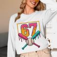 Baseball Ice Cream Drip Number 67 Player 67th Birthday Premium Tri-Blend Unisex Long Sleeve T-Shirt