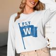 Fly The W Chicago Baseball Winning Flag Distressed Premium Tri-Blend Unisex Long Sleeve T-Shirt Fly The W Chicago Baseball Winning Flag Distressed Premium Tri-Blend Unisex Long Sleeve T-Shirt