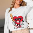 Heart Playing Baseball Valentines Day Unisex Long Sleeve T-Shirt