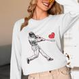 Valentines Baseball Batter Heart Player Silhouette Premium Tri-Blend Unisex Long Sleeve T-Shirt