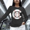 Baseball Sport Player Graphic Monogram Initial Letter C Unisex Long Sleeve T-Shirt
