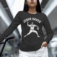 Christian Jesus Saves Baseball Pitcher Heaven 01 Sports Unisex Long Sleeve T-Shirt Christian Jesus Saves Baseball Pitcher Heaven 01 Sports Unisex Long Sleeve T-Shirt