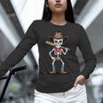 Cowboy Skeleton Baseball Halloween Graphic Unisex Long Sleeve T-Shirt