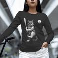Cute Kitten Playing Baseball Hitter Bat Cool Baseball Cat Unisex Long Sleeve T-Shirt Cute Kitten Playing Baseball Hitter Bat Cool Baseball Cat Unisex Long Sleeve T-Shirt