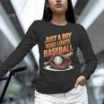 Just A Boy Who Loves Baseball Player Kids Unisex Long Sleeve T-Shirt