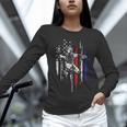 Patriotic Baseball Catcher American Flag Sports Tee Unisex Long Sleeve T-Shirt