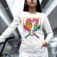 Baseball Ice Cream Drip Number 67 Player 67th Birthday Premium Tri-Blend Unisex Long Sleeve T-Shirt