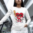 Heart Playing Baseball Valentines Day Unisex Long Sleeve T-Shirt