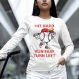 Hit Hard Run Fast Turn Left Baseball Player Premium Tri-Blend Unisex Long Sleeve T-Shirt