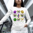 Mardi Gras Baseball Coquette Bow Fat Tuesday Parade Girls Unisex Long Sleeve T-Shirt Mardi Gras Baseball Coquette Bow Fat Tuesday Parade Girls Unisex Long Sleeve T-Shirt