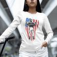 US Flag Baseball Player Batter Sport Lover Team Coach Family Unisex Long Sleeve T-Shirt
