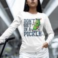 Youth Baseball Catcher Humor Don’t Get In A Pickle Unisex Long Sleeve T-Shirt