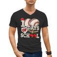 100 Days Of School Baseball 100th Day Of School Kids Teacher Men's V-Neck T-Shirt 100 Days Of School Baseball 100th Day Of School Kids Teacher Men's V-Neck T-Shirt
