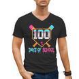 100 Days Of School Baseball Ice Cream Drip 100th Day School Men's V-Neck T-Shirt 100 Days Of School Baseball Ice Cream Drip 100th Day School Men's V-Neck T-Shirt