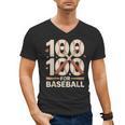 100 Days Of School Baseball Love Valentine’s Day Men Women Men's V-Neck T-Shirt