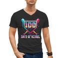 100 Days Of School Boy Kids Baseball Ice Cream Drip Teacher Men's V-Neck T-Shirt