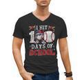 100 Days Of School Dabbing Baseball Hit Student Kids Boys Men's V-Neck T-Shirt