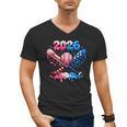 2026 American Flag Baseball Ice Cream Drip Bats Boys Men's V-Neck T-Shirt
