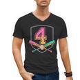 4th Birthday Baseball Bat Ice-Cream Drip 4yrs Old Boys Girls Men's V-Neck T-Shirt