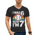 I Was 6 Now Im 7 Baseball Birthday Age 7 Men's V-Neck T-Shirt