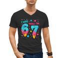 I Was 6 Now I'm 7 67 Birthday Baseball Drip 7 Year Old Men's V-Neck T-Shirt