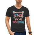 67 33 Days Of School Baseball Drip 100 Days Of School Men's V-Neck T-Shirt