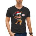 67 Gingerbread Man Playing Baseball Christmas 6 7 Meme Men's V-Neck T-Shirt