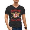8 Year Old Boys Awesome Since 2018 Baseball Birthday Men's V-Neck T-Shirt