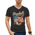 American Flag Baseball Player Bat Fan Catcher Pitcher USA Men's V-Neck T-Shirt American Flag Baseball Player Bat Fan Catcher Pitcher USA Men's V-Neck T-Shirt