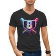 Baseball 8 Year Old Ice Cream Drip 8th Birthday Party Men's V-Neck T-Shirt Baseball 8 Year Old Ice Cream Drip 8th Birthday Party Men's V-Neck T-Shirt