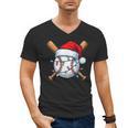 Baseball Christmas Lights Santa Christmas Baseball Player Men's V-Neck T-Shirt Baseball Christmas Lights Santa Christmas Baseball Player Men's V-Neck T-Shirt