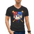 Baseball Drip American Flag Home Plate 4th Of July Patriotic Men's V-Neck T-Shirt