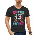 Baseball Drip Bruh It's My 13th Birthday Boy Ice Cream Drip Men's V-Neck T-Shirt
