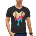 Baseball Drip Melting Ice Cream Baseball Heart Boys Girls Men's V-Neck T-Shirt