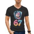 Baseball Drip Number 67 Player 67th Birthday Ice Cream 67 Men's V-Neck T-Shirt Baseball Drip Number 67 Player 67th Birthday Ice Cream 67 Men's V-Neck T-Shirt