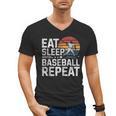 Baseball Fan Vintage Retro Eat Sleep Baseball Repeat Men's V-Neck T-Shirt Baseball Fan Vintage Retro Eat Sleep Baseball Repeat Men's V-Neck T-Shirt