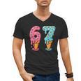 Baseball Ice Cream Drip 6 7 Kids 67 Birthday Men's V-Neck T-Shirt