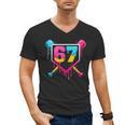 Baseball Ice Cream Drip 67 Meme Six Seven 67th Birthday Men's V-Neck T-Shirt Baseball Ice Cream Drip 67 Meme Six Seven 67th Birthday Men's V-Neck T-Shirt