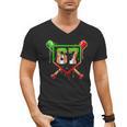Baseball Ice Cream Drip Number 67 Player 6 7 Christmas Pjs Men's V-Neck T-Shirt