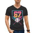 Baseball Ice Cream Drip Number 67 Player 67th Birthday Men Men's V-Neck T-Shirt