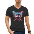 Baseball Ice Cream Drip Number 67 Player 67th Birthday Men's V-Neck T-Shirt