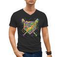 Baseball Mardi Gras Home Plate Ice Cream Drip Carnival Mask Men's V-Neck T-Shirt
