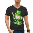 Baseball Player Ice Cream Drip Shamrocks St Patrick's Day Men's V-Neck T-Shirt