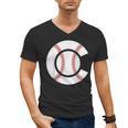 Baseball Sport Player Graphic Monogram Initial Letter C Men's V-Neck T-Shirt