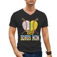 Bonus Mom Of Both Half Baseball Softball Ice Cream Drip Men's V-Neck T-Shirt Bonus Mom Of Both Half Baseball Softball Ice Cream Drip Men's V-Neck T-Shirt