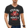 Boys Baseball Valentines Day Stealing Hearts Valentine Kids Men's V-Neck T-Shirt