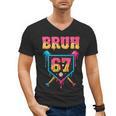 Bruh Baseball Ice Cream Drip Number 67 Player 67th Birthday Men's V-Neck T-Shirt